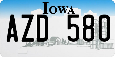IA license plate AZD580