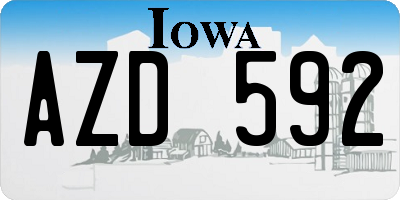 IA license plate AZD592