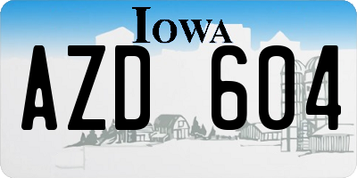 IA license plate AZD604