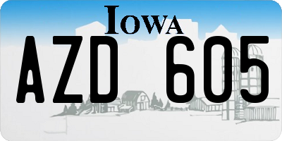 IA license plate AZD605