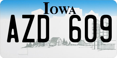 IA license plate AZD609