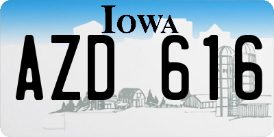 IA license plate AZD616