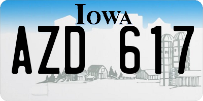 IA license plate AZD617