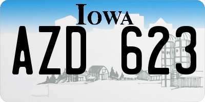 IA license plate AZD623