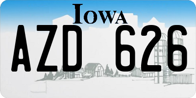 IA license plate AZD626