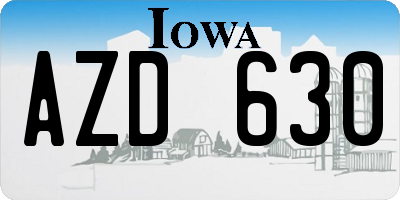 IA license plate AZD630