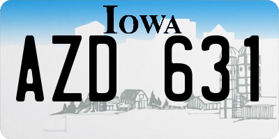 IA license plate AZD631