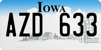 IA license plate AZD633