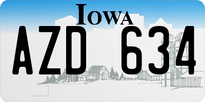 IA license plate AZD634