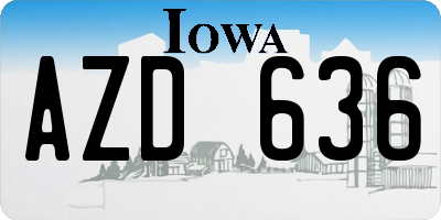 IA license plate AZD636