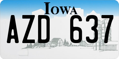 IA license plate AZD637