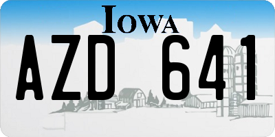IA license plate AZD641