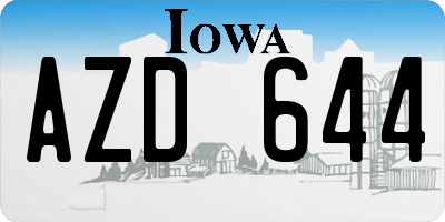 IA license plate AZD644