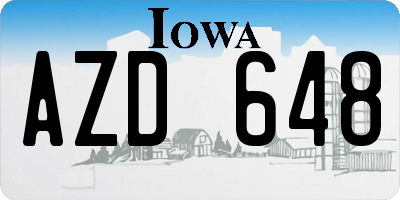 IA license plate AZD648