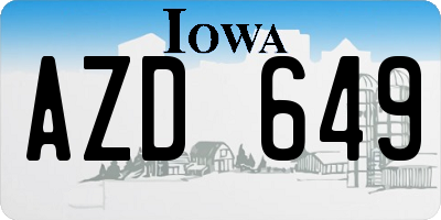 IA license plate AZD649