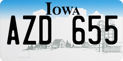 IA license plate AZD655