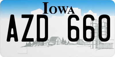 IA license plate AZD660
