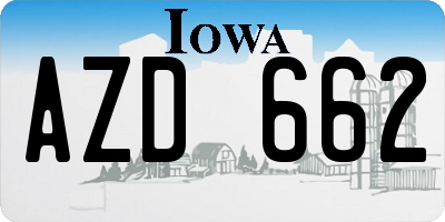 IA license plate AZD662
