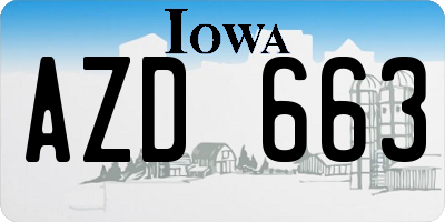 IA license plate AZD663