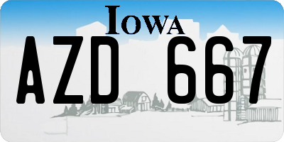 IA license plate AZD667
