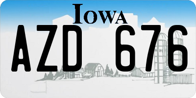 IA license plate AZD676