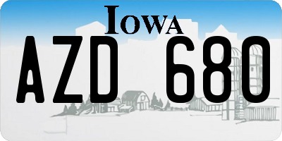 IA license plate AZD680