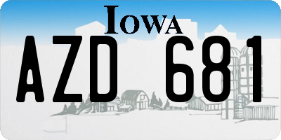 IA license plate AZD681