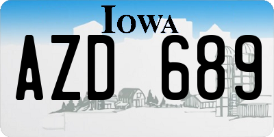 IA license plate AZD689