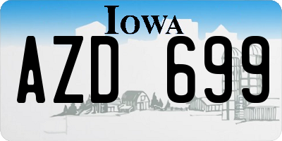IA license plate AZD699