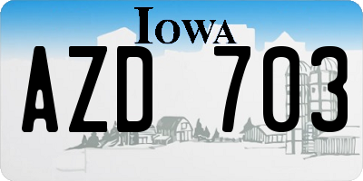 IA license plate AZD703