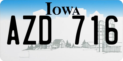 IA license plate AZD716