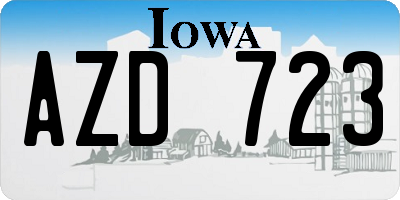 IA license plate AZD723