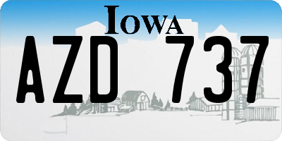 IA license plate AZD737