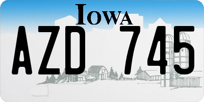 IA license plate AZD745