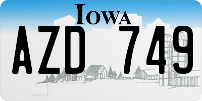 IA license plate AZD749