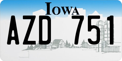 IA license plate AZD751
