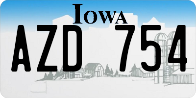 IA license plate AZD754