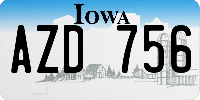 IA license plate AZD756