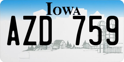 IA license plate AZD759