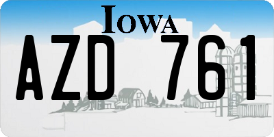 IA license plate AZD761