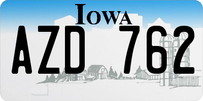 IA license plate AZD762
