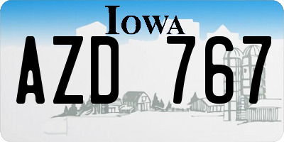 IA license plate AZD767