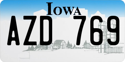IA license plate AZD769