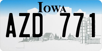 IA license plate AZD771