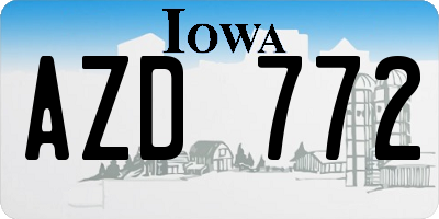 IA license plate AZD772
