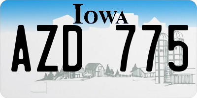 IA license plate AZD775