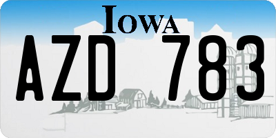 IA license plate AZD783