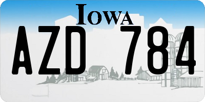 IA license plate AZD784