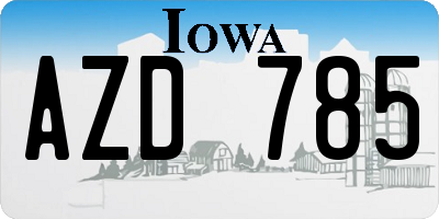 IA license plate AZD785