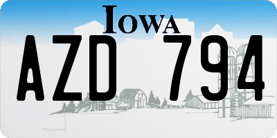 IA license plate AZD794